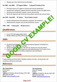 Image result for Sample of Current CV