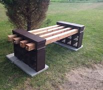 Image result for DIY Cinder Block and Wood Garden Bench