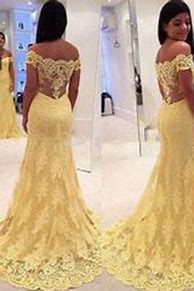 Image result for Yellow Lace Prom Dress