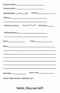 Image result for Catering Order Form Template