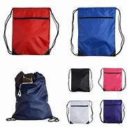 Image result for Black Drawstring Bag with Zipper Pocket