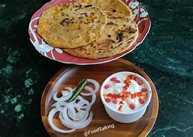 Image result for Aloo Paratha with Dahi