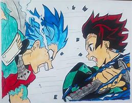 Image result for Tanjiro Fighting Deku