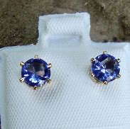 Image result for Yellow Gold and Blue Stone Earrings