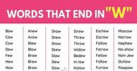 Image result for Words That End with W