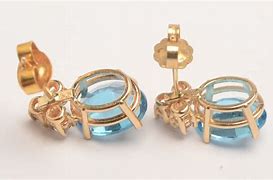 Image result for 14K Yellow Gold Blue Topaz Earrings