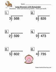 Image result for Long Division Worksheets with Answer Key