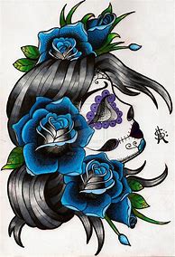 Image result for Sugar Skull Tattoo Flash Art