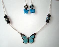 Image result for Butterfly Earrings and Necklace Set