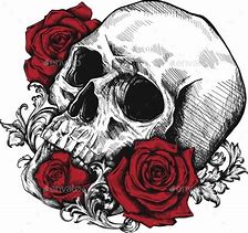 Image result for Skull with Crown and Roses