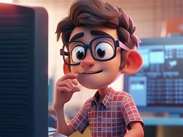 Image result for Ai Cartoon Boy with Glasses