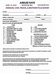 Image result for Example Car Show Registration Form