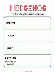 Image result for Hedgehog Worksheet