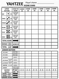 Image result for Print Yahtzee Score Sheets