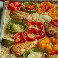 Image result for Sheet Pan Fajitas Recipe Chicken On Rice