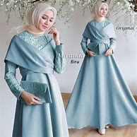 Image result for Model Gamis Batik Kombinasi Biru Dongker