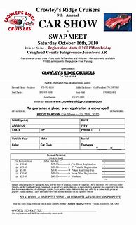 Image result for Example Car Show Registration Form