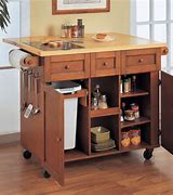 Image result for small kitchen cart with trash bin