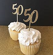 Image result for Gold 50th Birthday Cupcake Toppers