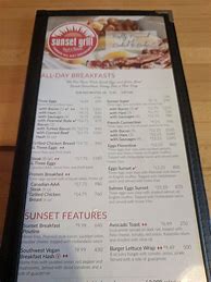 Image result for Sunset Grill Menu with Prices