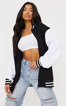 Image result for Varsity Jacket Girls Black Grey