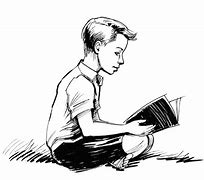 Image result for A Boy Reading a Book Drawing