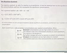 Image result for Reaction Quotient vs Equilibrium