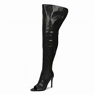 Image result for Black Peep Toe Thigh High Boots