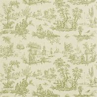 Image result for Green Toile Wallpaper with Yellow Flowers