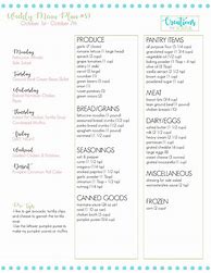 Image result for Weekly Meal Plan Menu