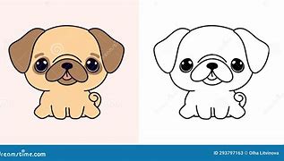 Image result for Kawaii Pug Black and White