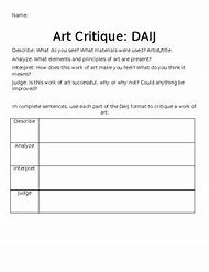 Image result for Art Critique Sheet