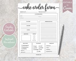 Image result for Cake Order Form Template