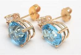 Image result for 14K Yellow Gold Blue Topaz Earrings