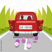 Image result for Just Married Car Cartoon