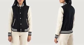 Image result for Varsity Jacket Girls Black Grey