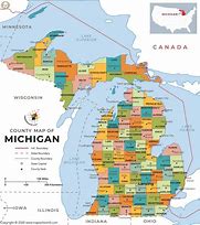 Image result for Michigan Map with County Names