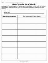 Image result for Vocabulary Templates for Kids