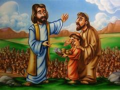 Image result for Cartoon Jesus Feeding 5000