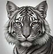 Image result for White Tiger Drawing On Grey Paper Cute