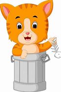 Image result for Cat in Trash Can Cartoon. Foto