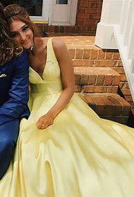 Image result for Yellow Satin Prom Dress