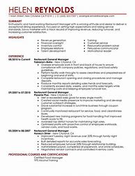 Image result for Restaurant Management Resume Samples