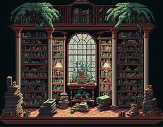 Image result for Pixel Art Library Background