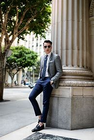 Image result for Gray Blazer Navy Pants