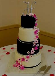 Image result for Blacck Wedding Cake with Sugar Flowers