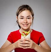 Image result for Picture of Girl Eat a Delicious Burrito