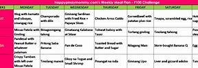 Image result for One Week Meal Plan Filipino