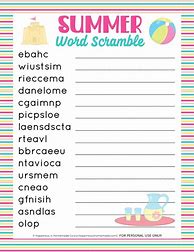 Image result for Summer Word Scramble