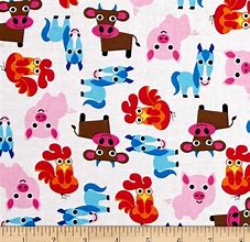 Image result for Farm Animal Cotton Fabric